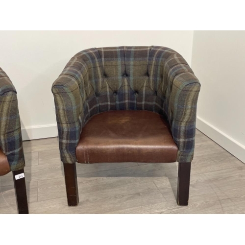 215 - PAIR OF TARTAN TUB CHAIRS