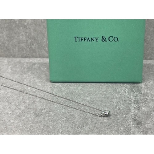 251 - ORIGINAL TIFFANY & CO DIAMOND SOLITAIRE PENDANT ON 18CT WHITE GOLD CHAIN 0.75CT F COLOUR VS2 WITH BO... 