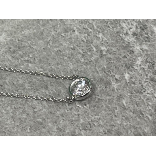 251 - ORIGINAL TIFFANY & CO DIAMOND SOLITAIRE PENDANT ON 18CT WHITE GOLD CHAIN 0.75CT F COLOUR VS2 WITH BO... 