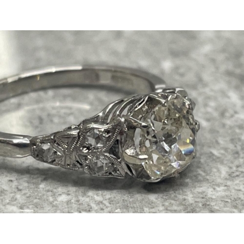 253 - ANTIQUE ART DECO 1.2CT OLD MINE CUT SOLITAIRE DIAMOND RING WITH PLATINUM AND 18CT GOLD BAND WITH ORI... 