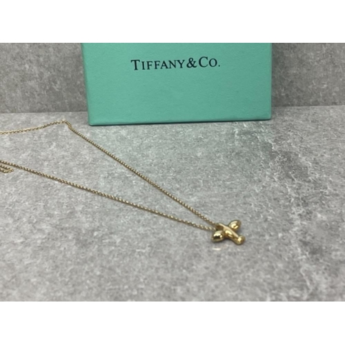 255 - ORIGINAL TIFFANY AND CO 18CT GOLD ELSA PERETTI BIRD PENDANT AND NECKLACE WITH BOX