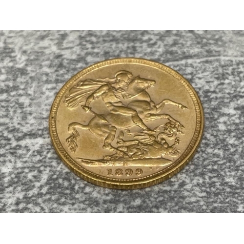 261 - 22CT GOLD 1899 FULL SOVEREIGN COIN STRUCK IN MELBOURNE