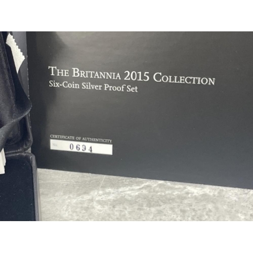 277 - COINS SILVER ROYAL MINT 2015 BRITANNIA SIX COIN SILVER PROOF SET COMPLETE IN BOX OF ISSUE AND CERTIF... 