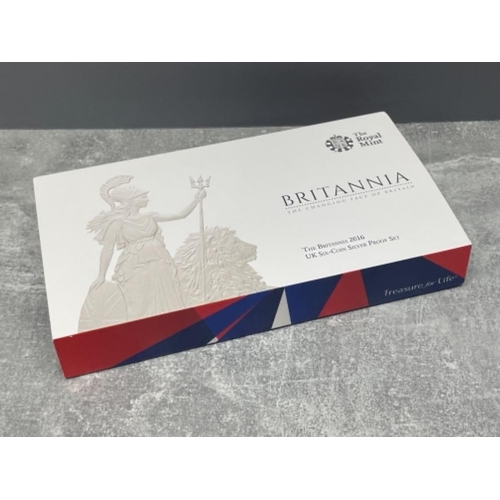 278 - COINS SILVER ROYAL MINT 2016 BRITANNIA SIX COIN SILVER PROOF SET COMPLETE IN BOX OF ISSUE WITH CERT