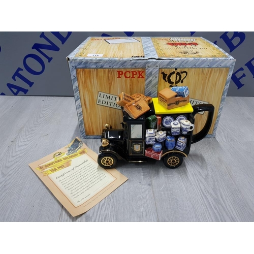 114 - RINGTONS DELIVERY VAN TEA POT LIMITED EDITION WITH CERTIFICATE OF OWNERSHIP IN ORIGINAL BOX