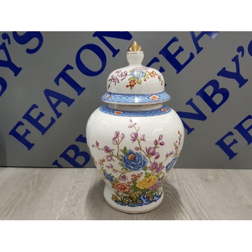 118 - LARGE VINTAGE ITALY CERAMICHE ARTISTICHE LIDDED VASE WITH BEAUTIFUL FLORAL DECORATION 36 CM HIGH