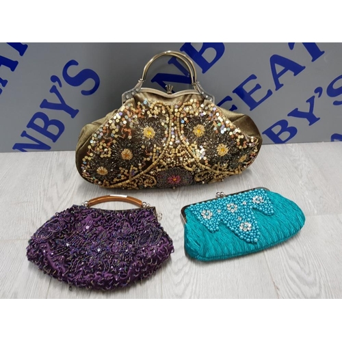 123 - 3 VINTAGE BEADED LADIES HAND BAGS INCLUDES VENDULA LONDON ETC