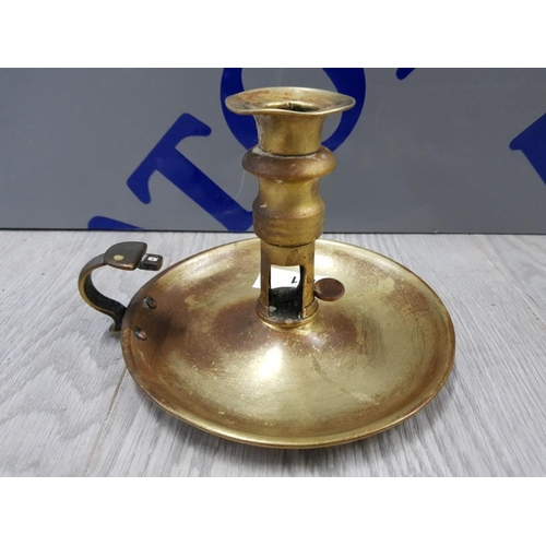 101 - VINTAGE BRASS CHAMBERSTICK, CANDLESTICK WITH CANDLE EJECTOR