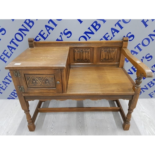 106 - OLD CHARM FURNITURE OAK TELEPHONE SEAT 93 X 75 X 46 1/2 CM