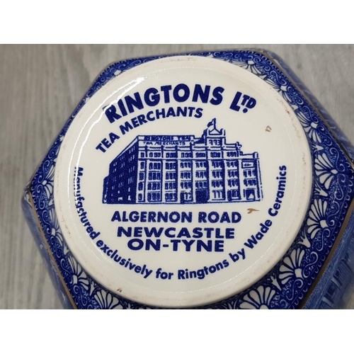 111 - COLLECTION OF RINGTONS TEA BISCUIT JARS FEATURING CASTLES AND MILLENNIUM CATHEDRALS, ALSO TO INCLUDE... 