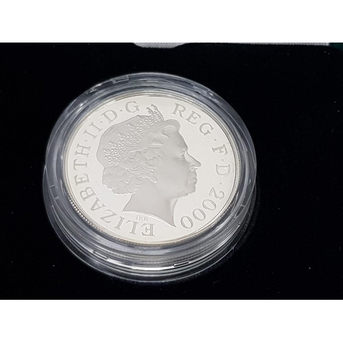 18 - ROYAL MINT SILVER PROOF PIEDFORT 2000 £5 CROWN QUEEN MOTHER 100TH BIRTHDAY COIN IN CASE AND COA