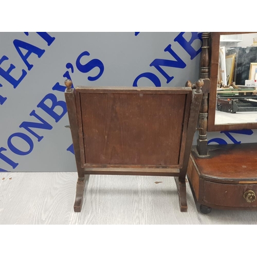 19 - 2 ANTIQUE DRESSING MIRRORS ONE IN MAHOGANY WITH 2 DRAWERS