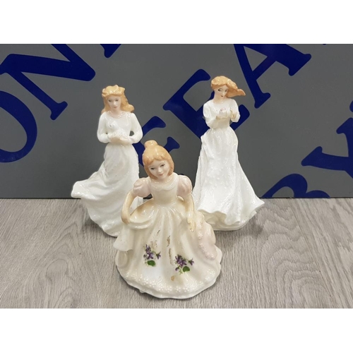 30 - 3 ROYAL DOULTON FIGURES INCLUDING FIGURE OF THE MONTH FEBRUARY LOVING YOU AND THANK YOU