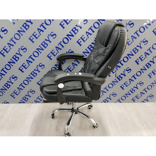 37 - RECLINING SWIVEL GAMING CHAIR BLACK WITH FOLD OUT LEG REST