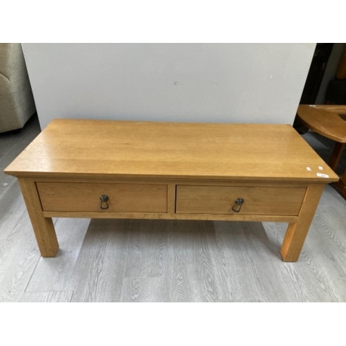 39 - OAK 2 DRAWER COFFEE TABLE