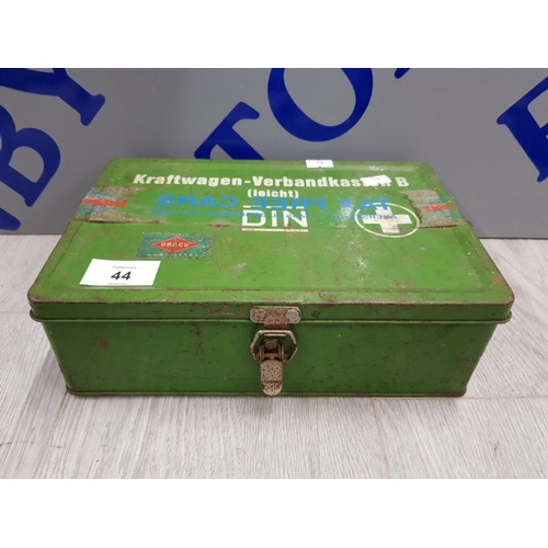 44 - GERMAN FIRST AID METAL BOX WITH CONTENT