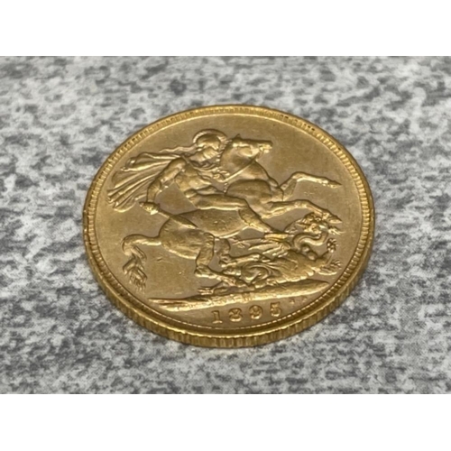 49 - 22CT GOLD 1895 FULL SOVEREIGN COIN STRUCK IN MELBOURNE