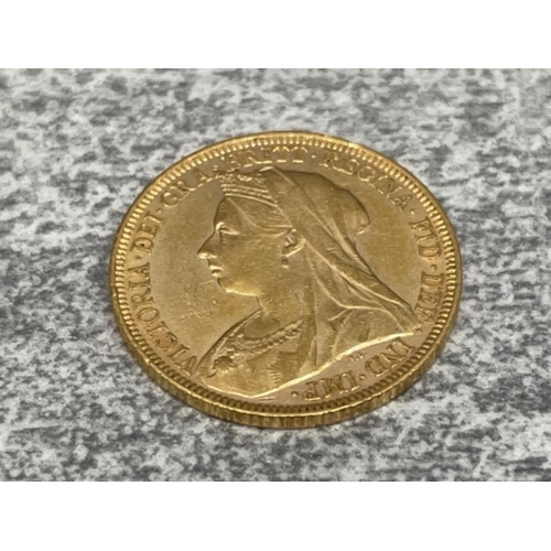 49 - 22CT GOLD 1895 FULL SOVEREIGN COIN STRUCK IN MELBOURNE