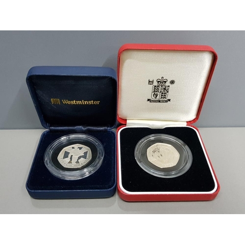 57 - ROYAL MINT 1998 50P NHS SILVER PROOF PIEDFORT AND 2006 50P VICTORIA CROSS SILVER PROOF PIEDFORT BOTH... 