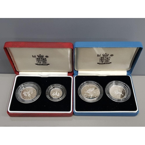 58 - ROYAL MINT 1990 5P SILVER PROOF 2 COIN SET AND 1992 10P SILVER PROOF 2 COIN SET BOTH SETS IN CASES O... 