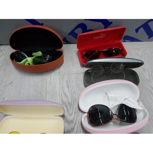 85 - 14 PAIRS OF DESIGNER SUNGLASSES IN CASES INCLUDES 3 PAIRS OF RAY-BANS, OCCHIALI AND A PAIR OF OAKLEY... 