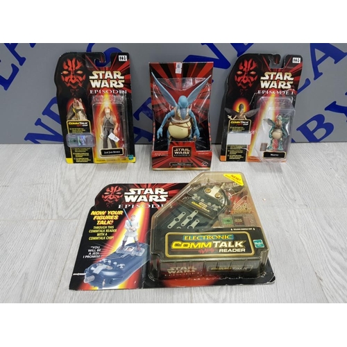 91 - STAR WARS EPISODE 1 COLLECTION OF BOXED FIGURES INCLUDES ELECTRONIC COMM TALK READER , 2X WATTO AND ... 