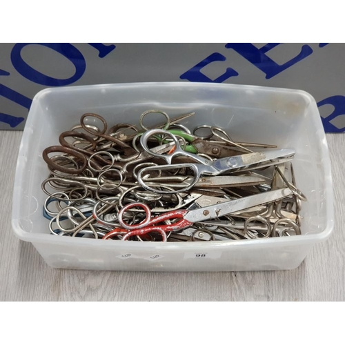 98 - LARGE BOX OF VARIOUS VINTAGE SCISSORS