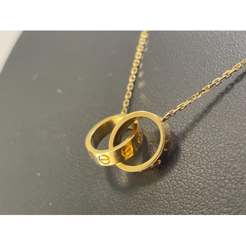 257 - CARTIER 18CT GOLD LINK OVAL LOVE RING PENDANT AND CHAIN