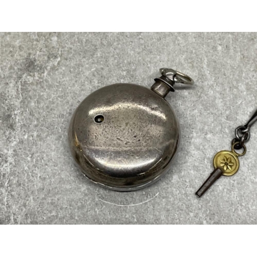 308 - SILVER HALLMARKED GENTS POCKET WATCH WITH KEY