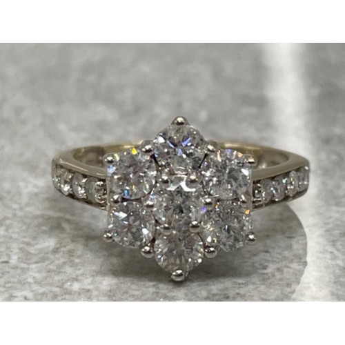 335 - WHITE GOLD DIAMOND CLUSTER RING APPROX 1.5CTS 3.3G SIZE J