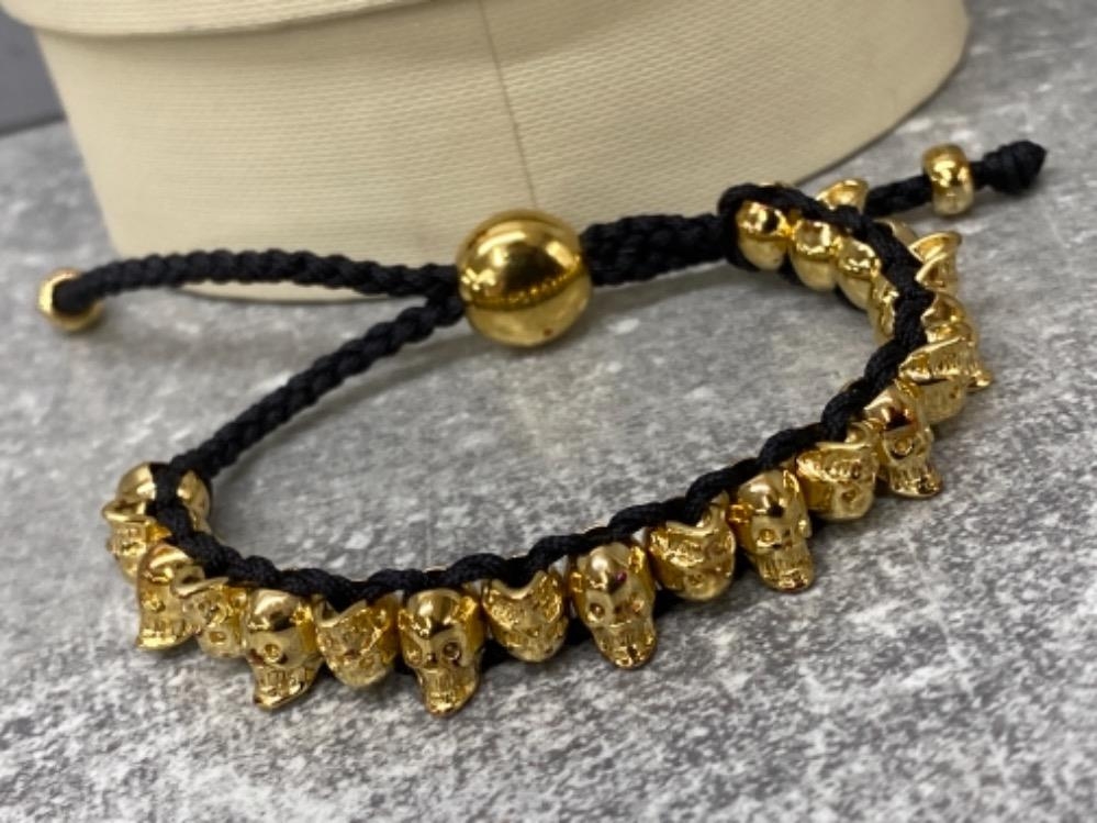 Links of London gold vermeil skull friendship bracelet with rare