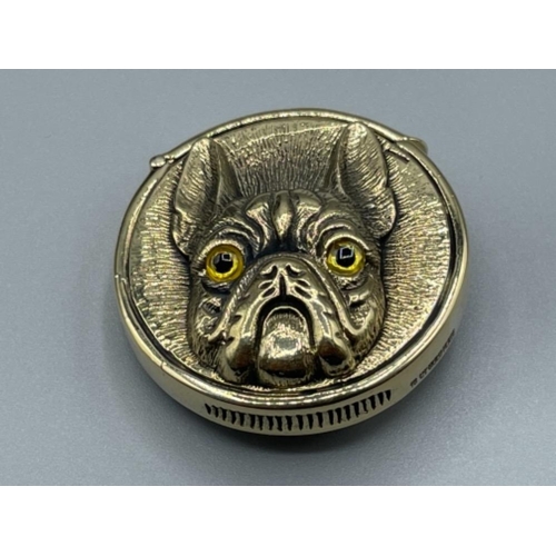 12 - 18ct gold plated vesta with embossed image of french bulldog