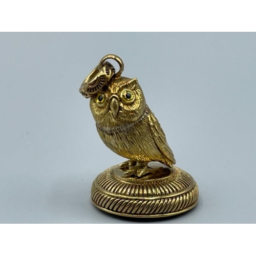 19 - Brass cased owl shaped document seal