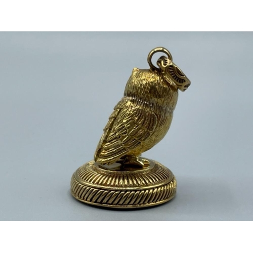 19 - Brass cased owl shaped document seal