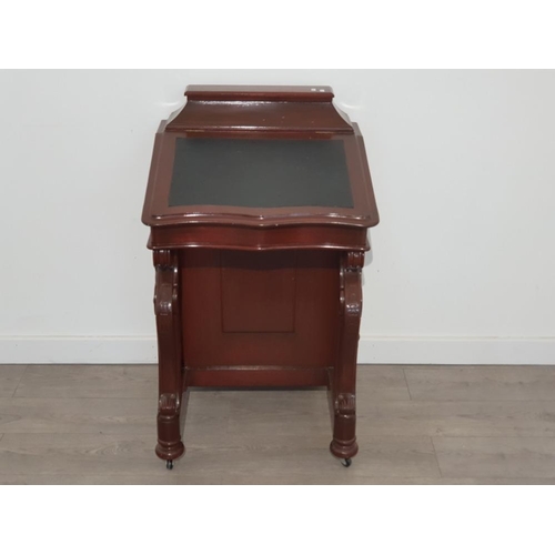 387 - Reproduction mahogany Davenport desk 58x59cm H95cm