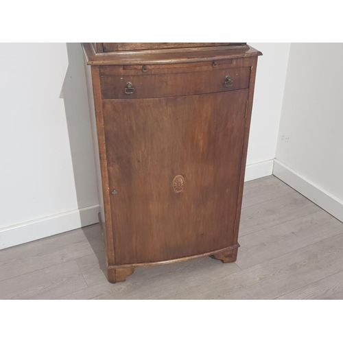 388 - Tall narrow 1930s display cabinet, with glazed display top section and storage cupboard below, 58x59... 