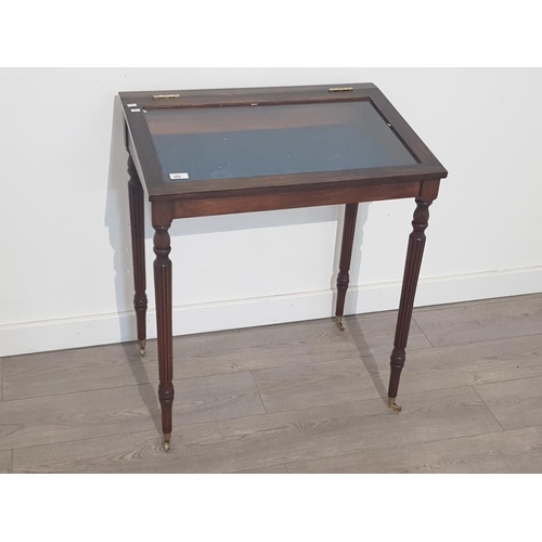 392 - Mahogany glass Bijouterie display cabinet table, w68cm x D48cm x H78cm