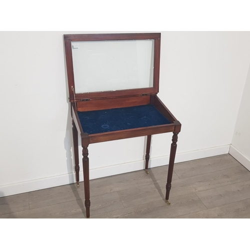 392 - Mahogany glass Bijouterie display cabinet table, w68cm x D48cm x H78cm