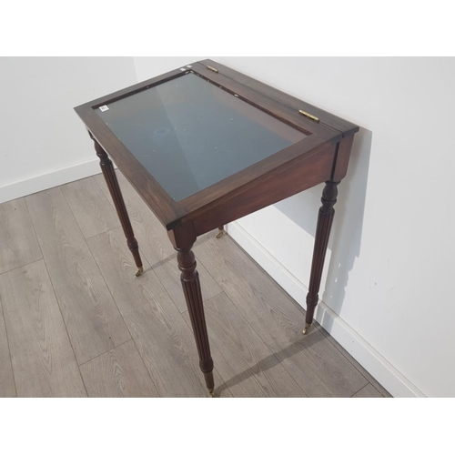 392 - Mahogany glass Bijouterie display cabinet table, w68cm x D48cm x H78cm