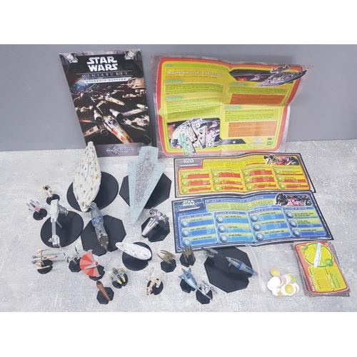 397 - Selection of Star Wars minatures from the popular wargame starship battles also includes game mat, c... 