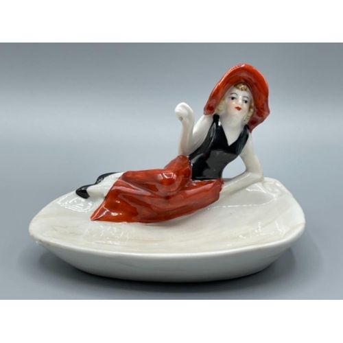 40 - Ceramic Art Deco style lady figure in the form of a dish