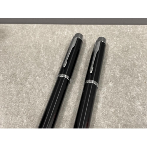 46 - New pen set black ball point and fountain pen in original case