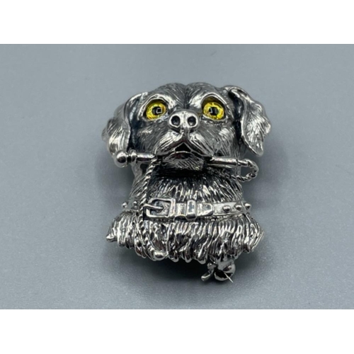 5 - Sterling silver retriever dog brooch/pendant “waiting for a walk” 13.4g