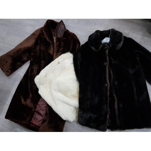 103 - Full length fur coat plus short fur coat and white fur shoulder cape