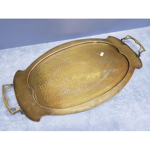 114 - Hammered brass art nouveau beldray serving tray