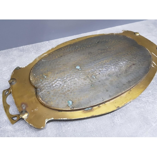 114 - Hammered brass art nouveau beldray serving tray