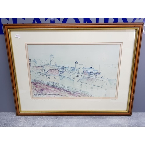 129 - T.Mcardle North Shields fish quay print signed by the artist bottom left