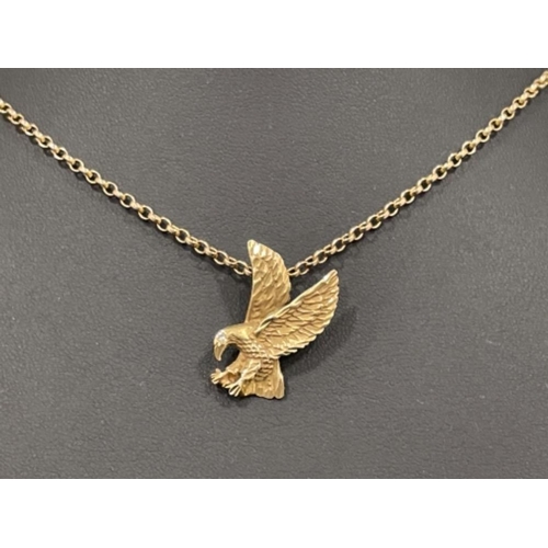 158 - 9ct gold and diamond American Eagle pendant and belcher chain 9.9g