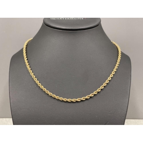 160 - 9ct gold Rope chain 18” 4.8g