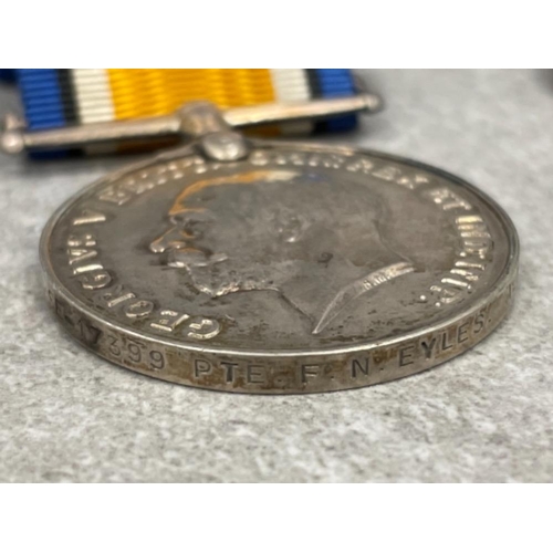 165 - Medals WWI pair of silver medal and Victory medal awarded to SE-17399 Pte F.N. Rules A.V.C